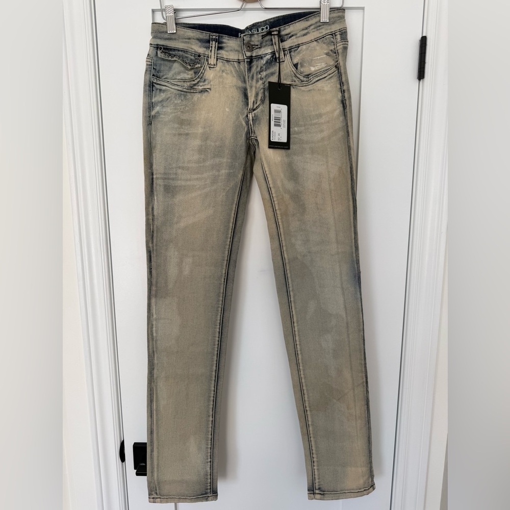 RARE Parasuco Distressed Acid Wash Jeans Sz 29 Studded Y2K Vintage Denim NWT